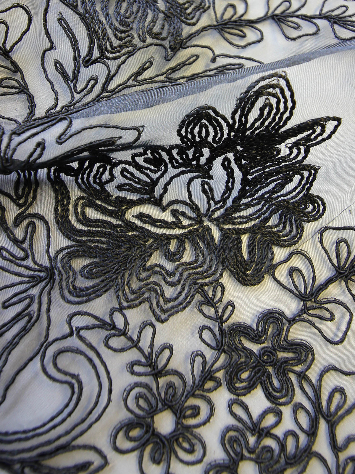 Black Embroidered Organza - Wanda