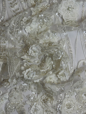 Ivory Beaded Flower Lace - Blake