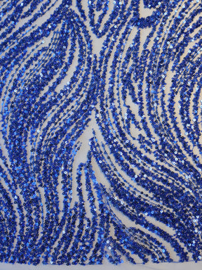 Blue Beaded & Sequinned Lace - Gillian