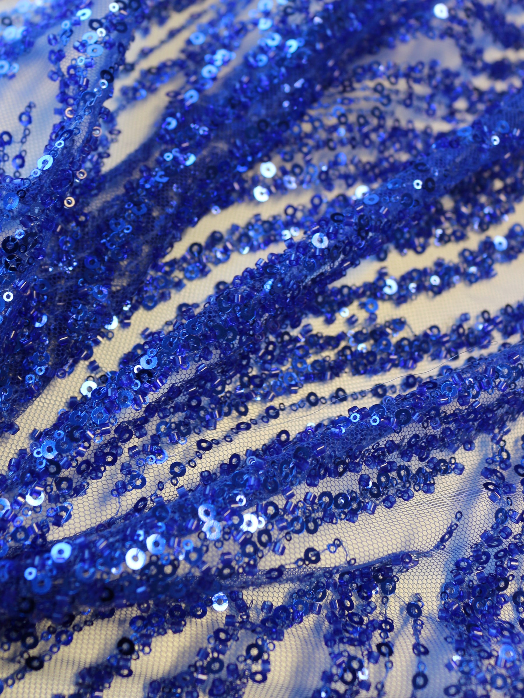 Blue Beaded & Sequin Lace - Gillian