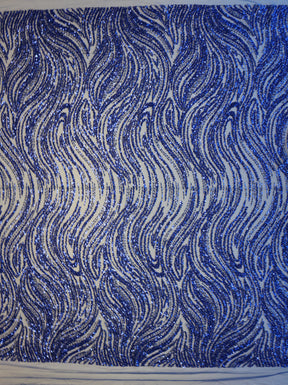 Blue Beaded & Sequinned Lace - Gillian