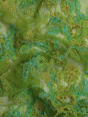 Green Beaded and Corded Lace - Cadence