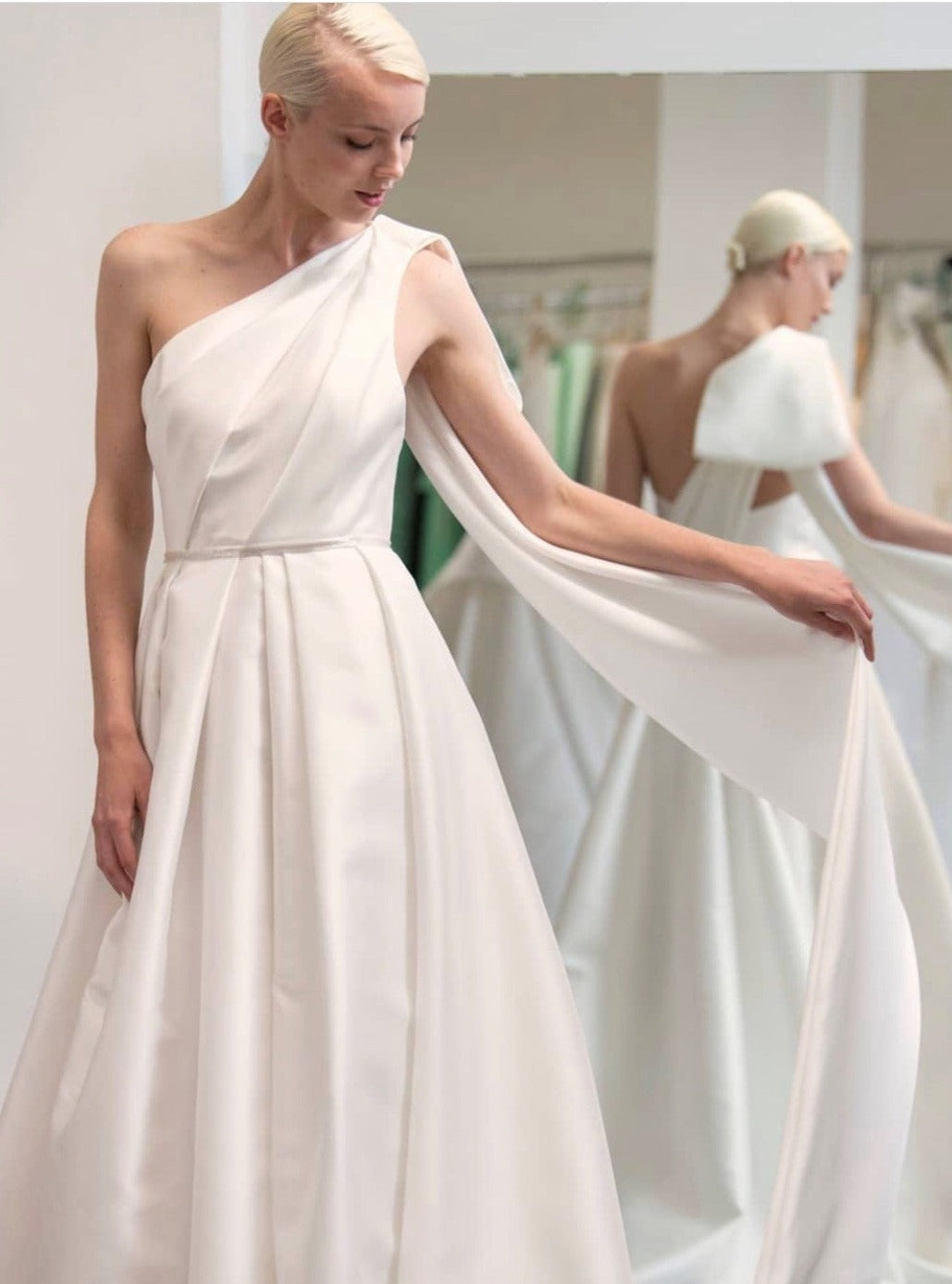 silk gazar wedding dress Silk Gazar Strapless Gown with Sculptural Skirt