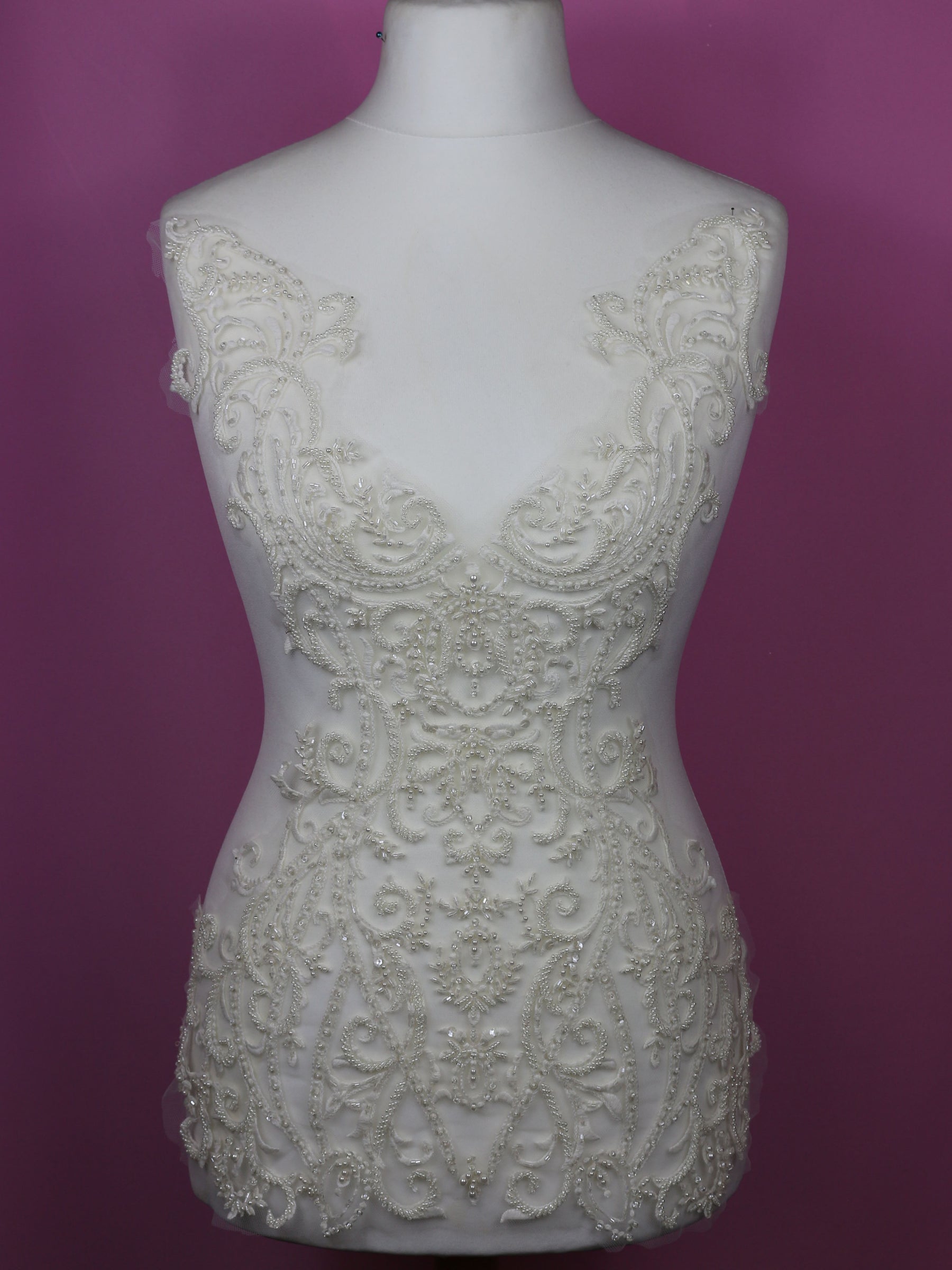 Ivory Beaded Lace Applique - Cayenne