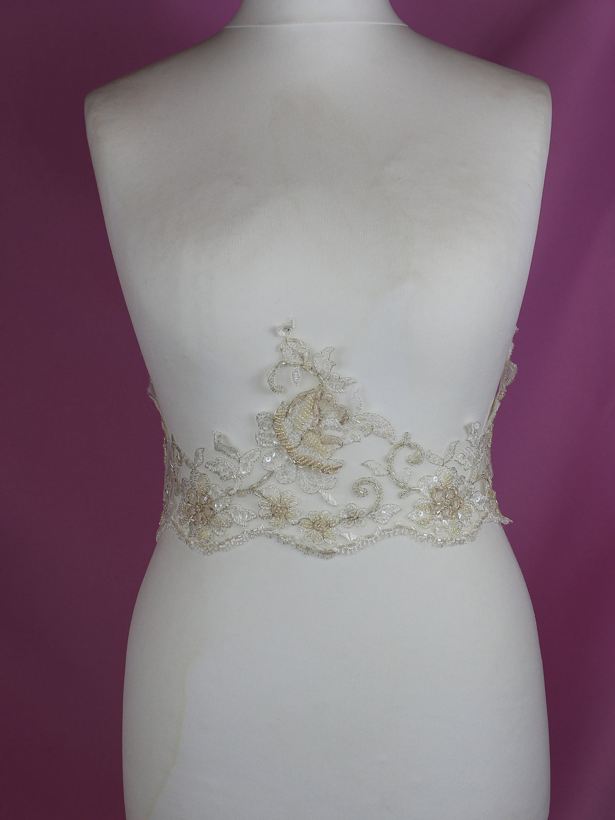 Champagne Beaded Lace Trim - Chloe