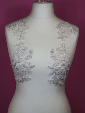 White Beaded Lace Appliques - Chloe