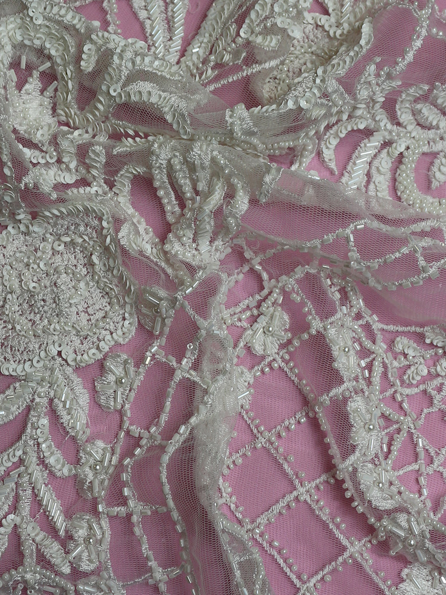 Ivory Hand Beaded Lace - Costello