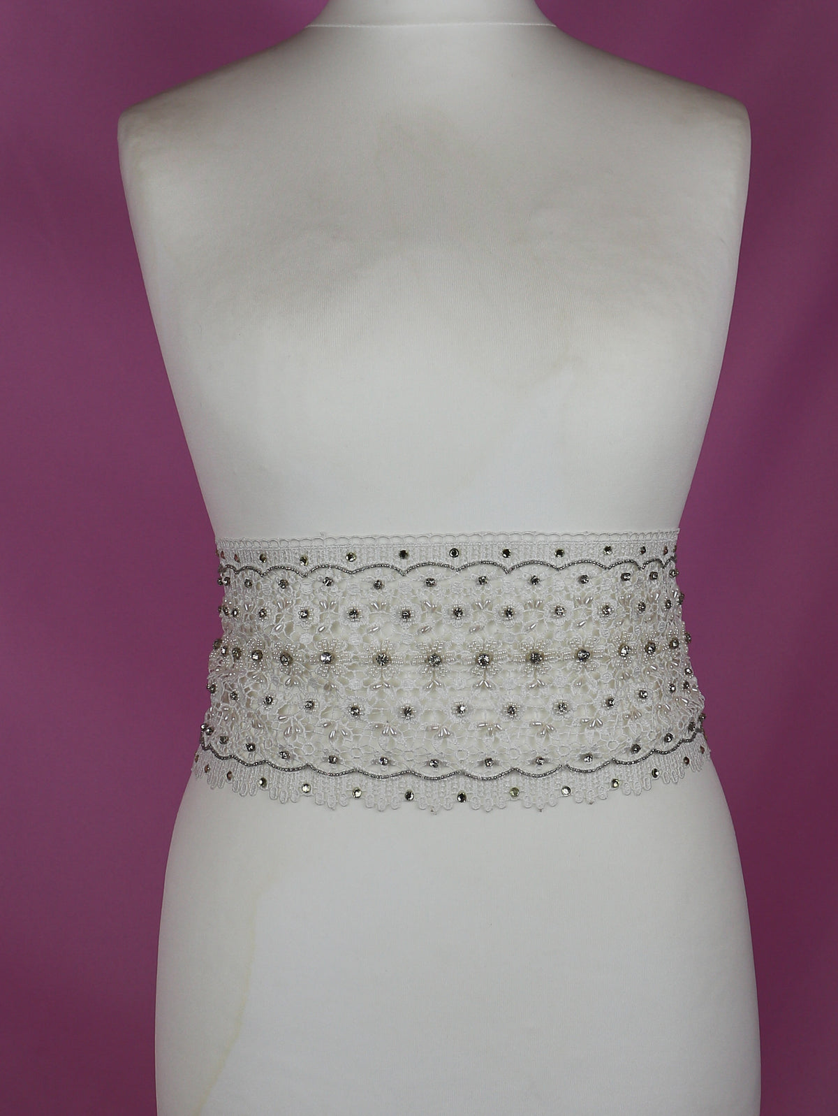 White Beaded Lace Trim - Delilah