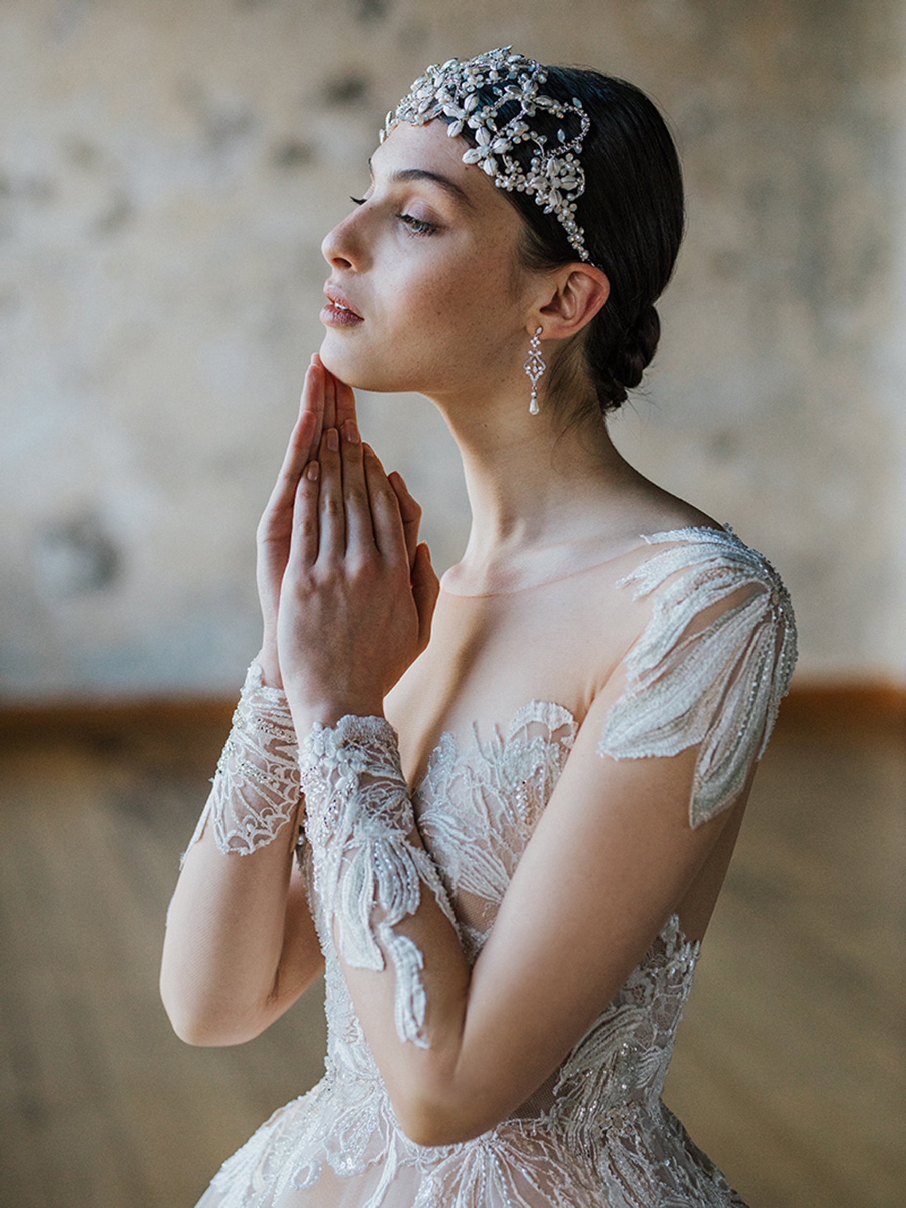 Ivory Beaded Lace - Lavinia