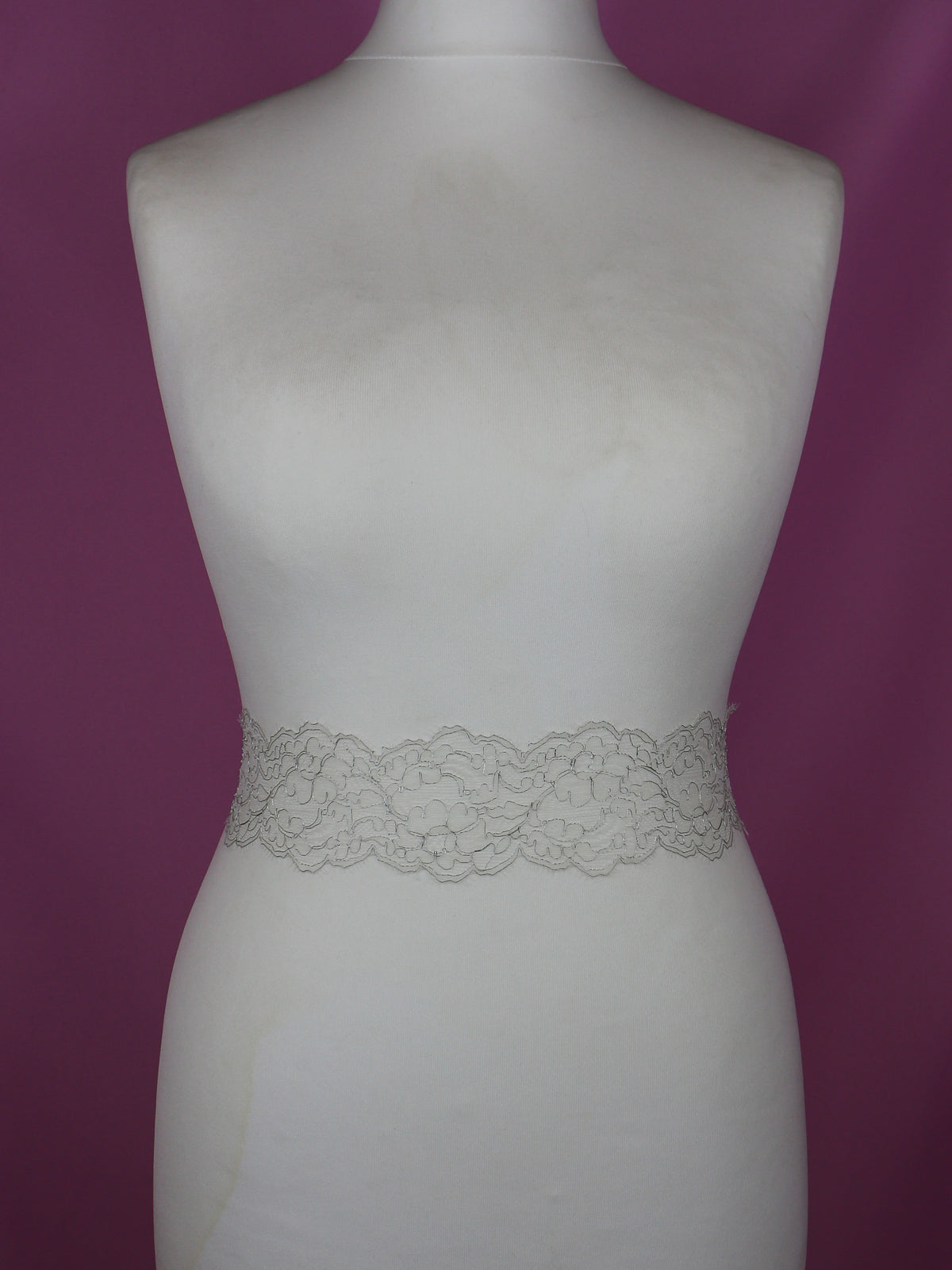 Ivory & Silver Chantilly Lace Trim - Evelyn