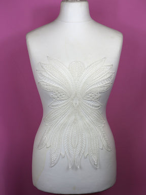Ivory Large Corded Lace Applique - Fern