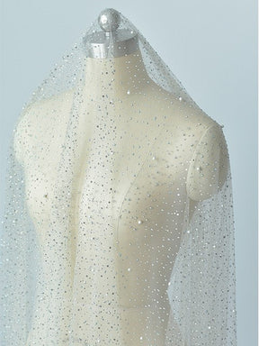 Ivory Pearl Embellished Tulle - Fragility