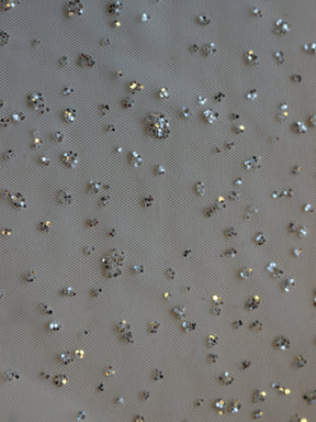 Ivory Stretch Tulle with Silver Glitter Decoration – Paragon