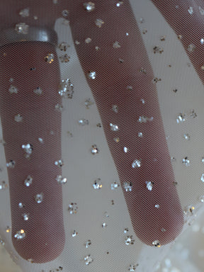 Ivory Stretch Tulle with Silver Glitter Decoration – Paragon