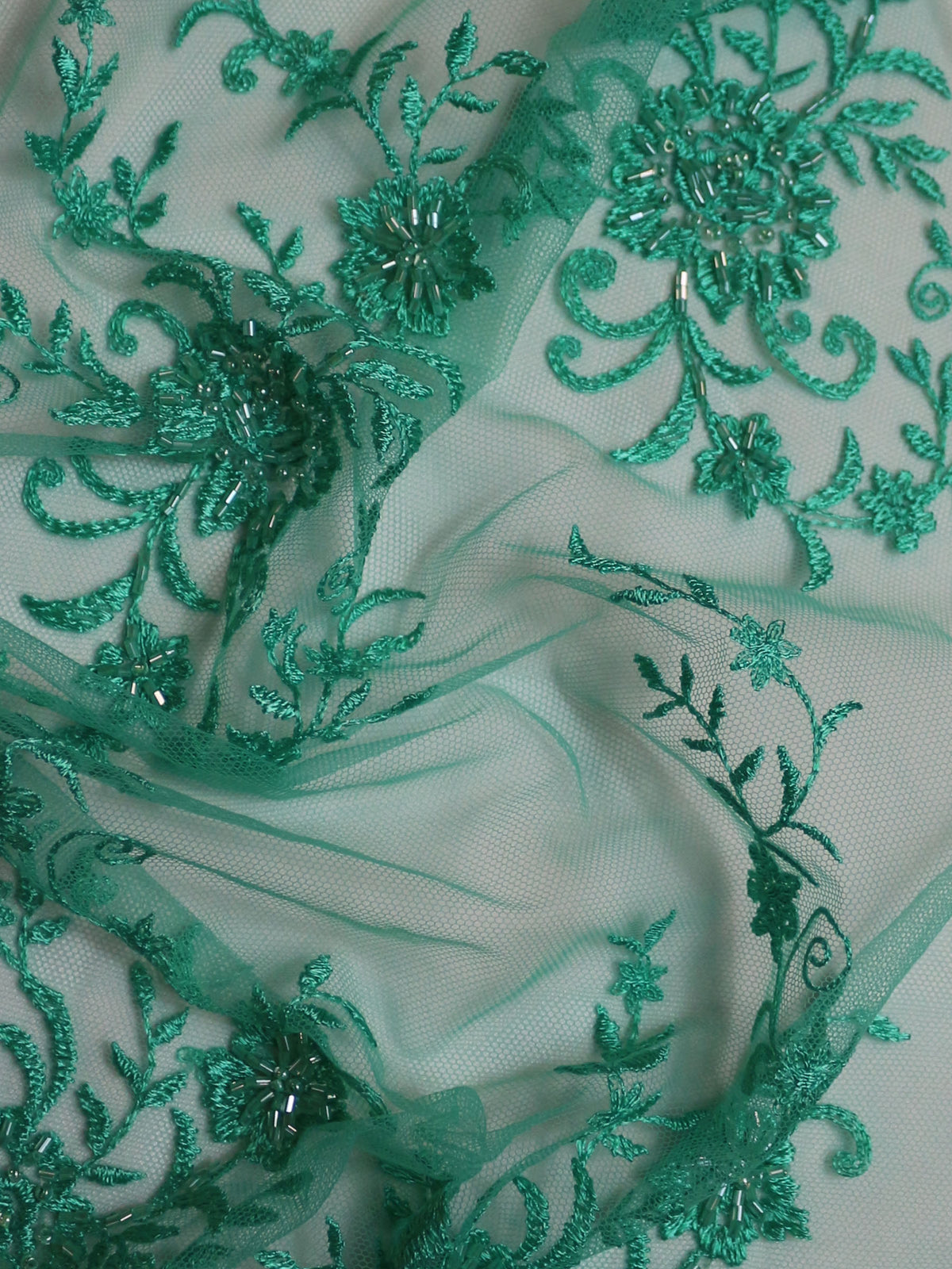 Aqua Beaded Embroidery Lace - Halo