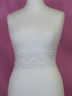 White Corded and Beaded Lace Trim - Heidi