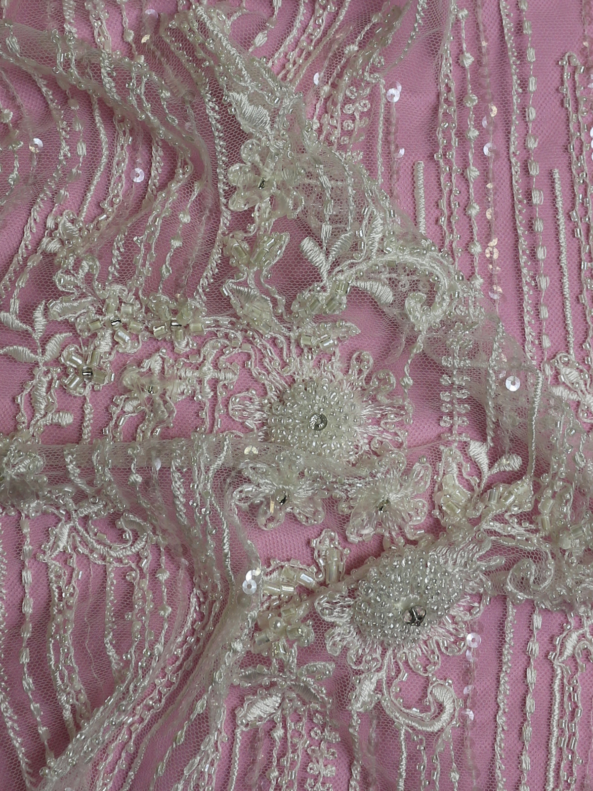Ivory Beaded Lace - Hibiscus