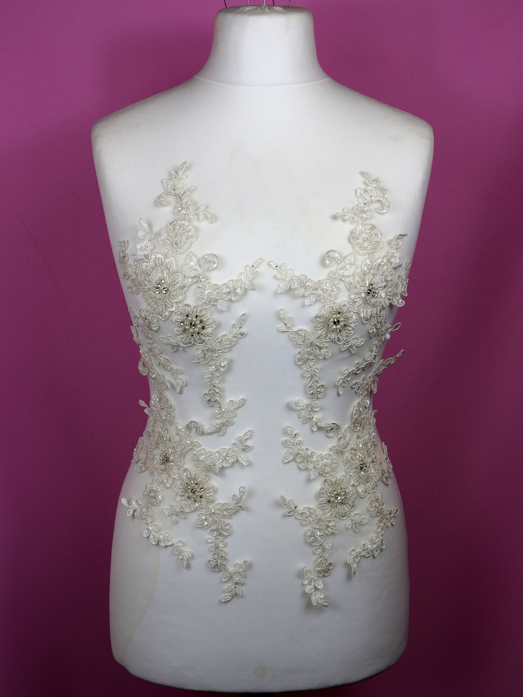 Ivory Beaded & Corded Lace Appliques - Honeysuckle