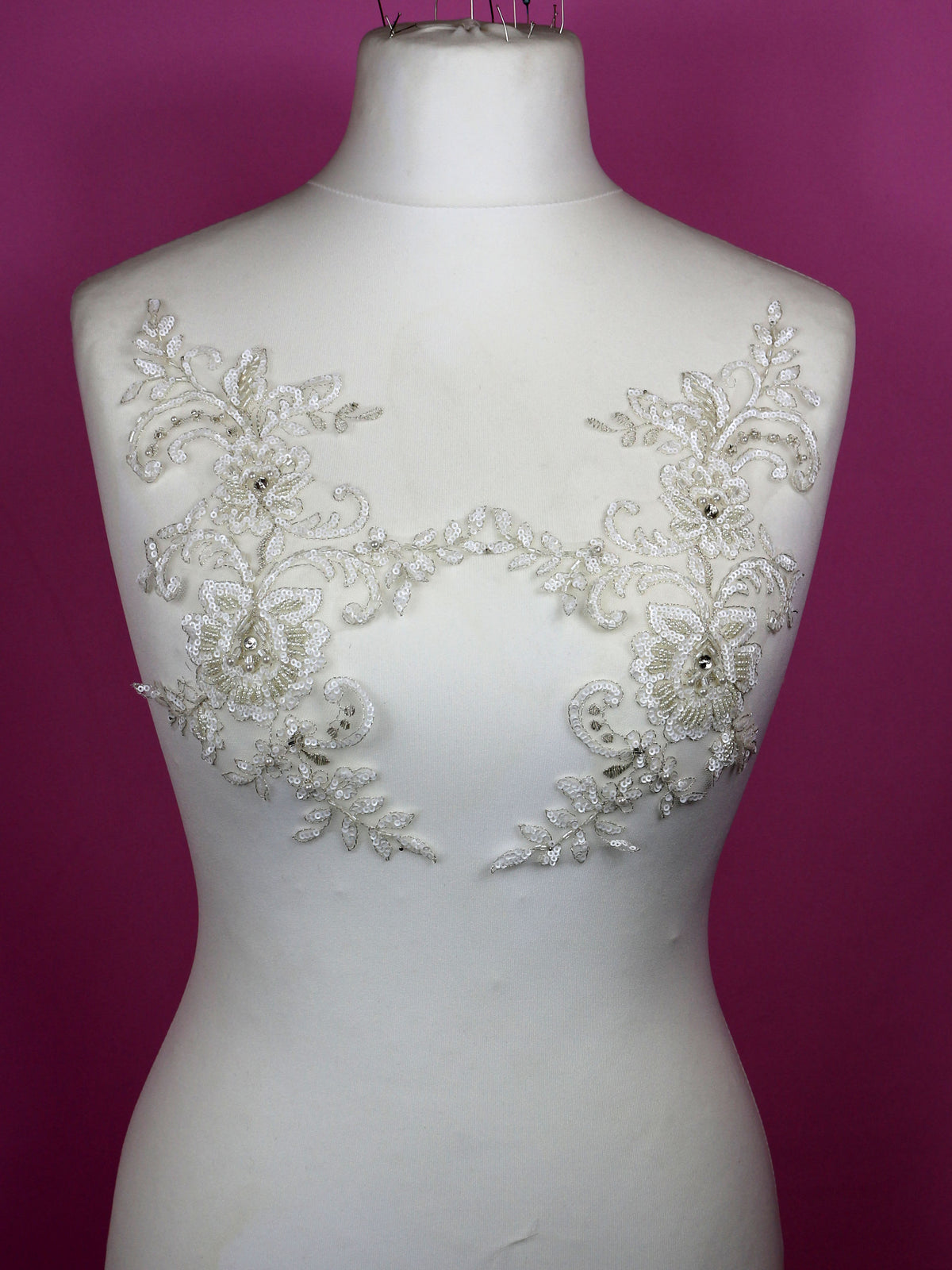 Ivory Sequinned Lace Appliques - Illinois