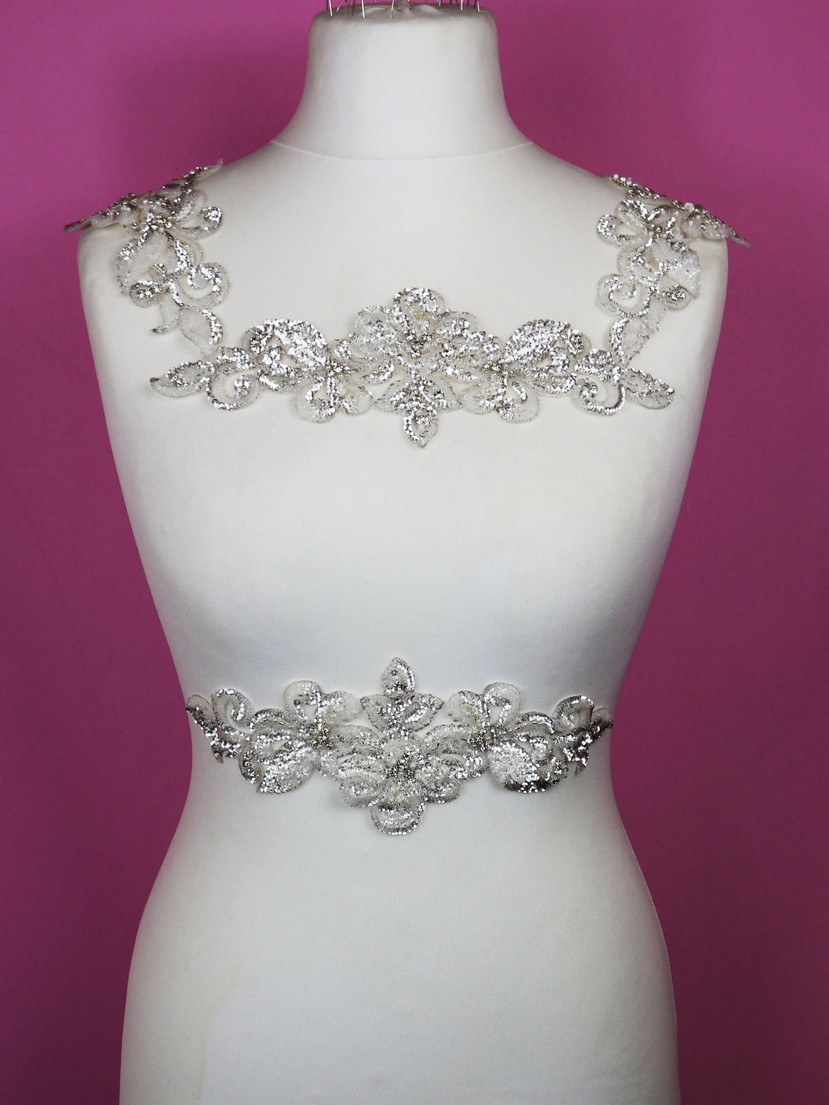 Ivory Sequinned Lace Appliques - Indiana