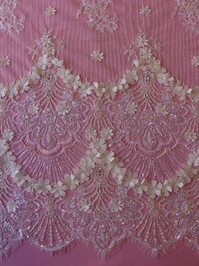 Ivory Hand Beaded Raschel Lace - Cheryldene