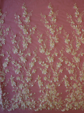 Ivory Beaded 3D Lace - Daranka