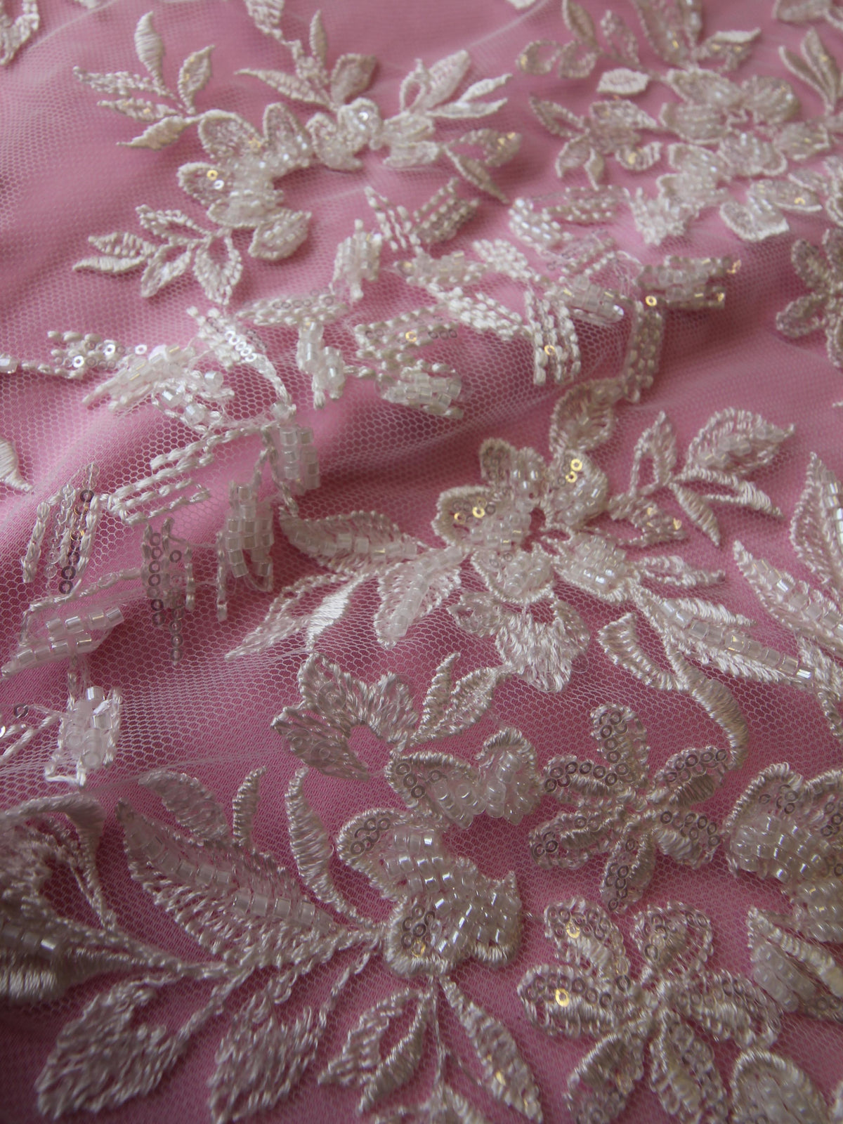 Ivory Beaded Embroidery Lace - Zeda