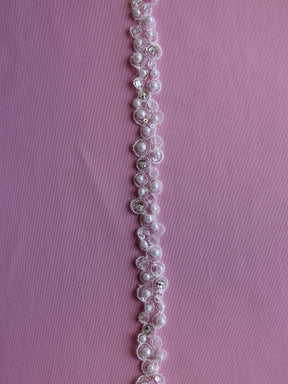 Ivory Beaded Lace Trim - Sage