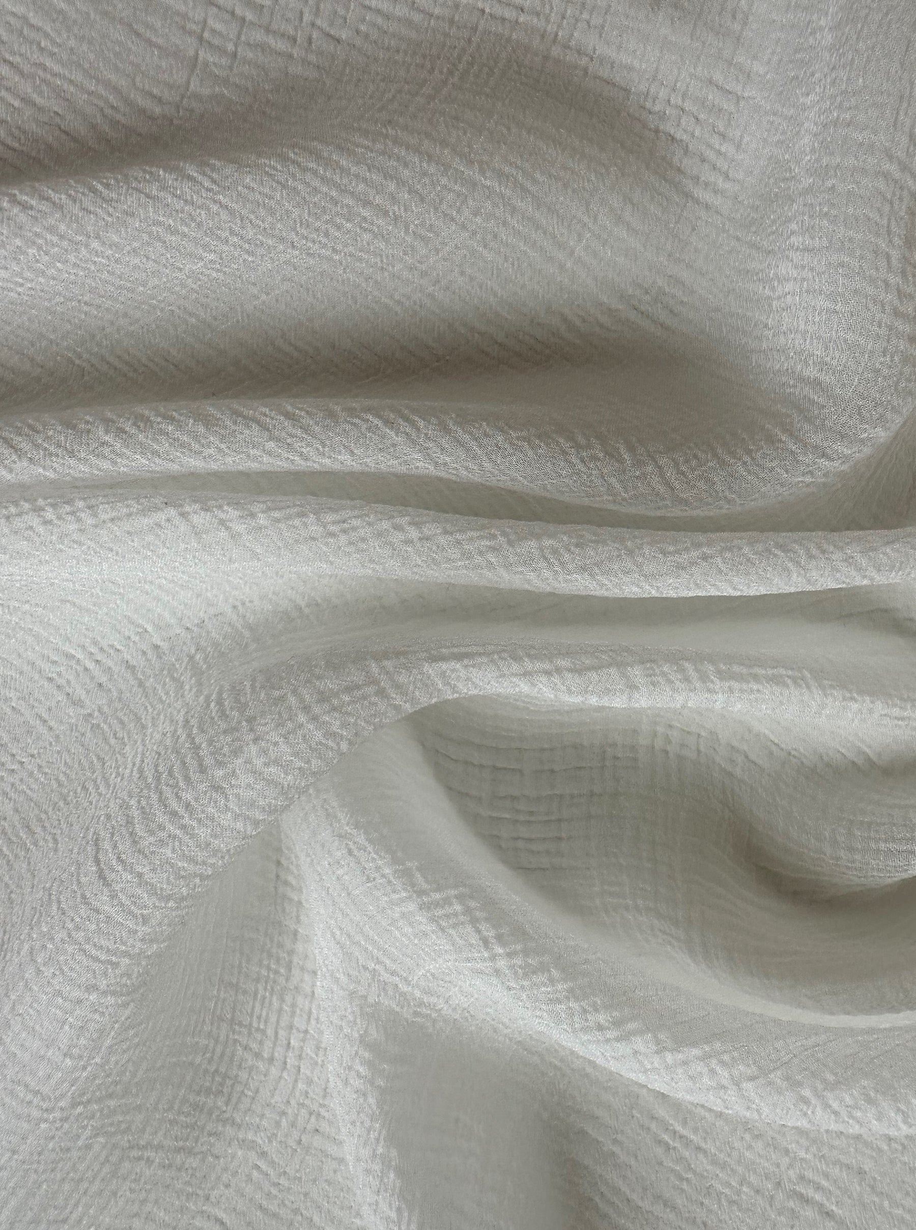Ivory Silk Crinkled Chiffon (130cm/51") - Gratification