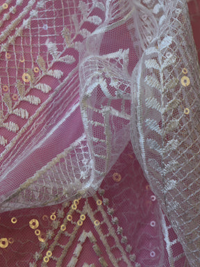 Ivory Sequin Embroidered Lace -  Lamborga
