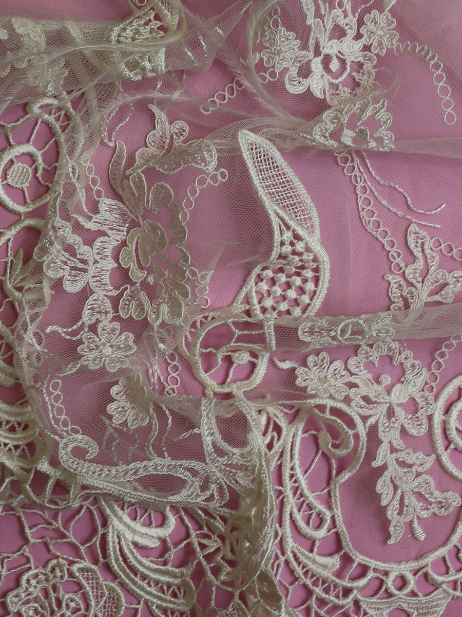 Ivory Embroidered Lace - Jessamine