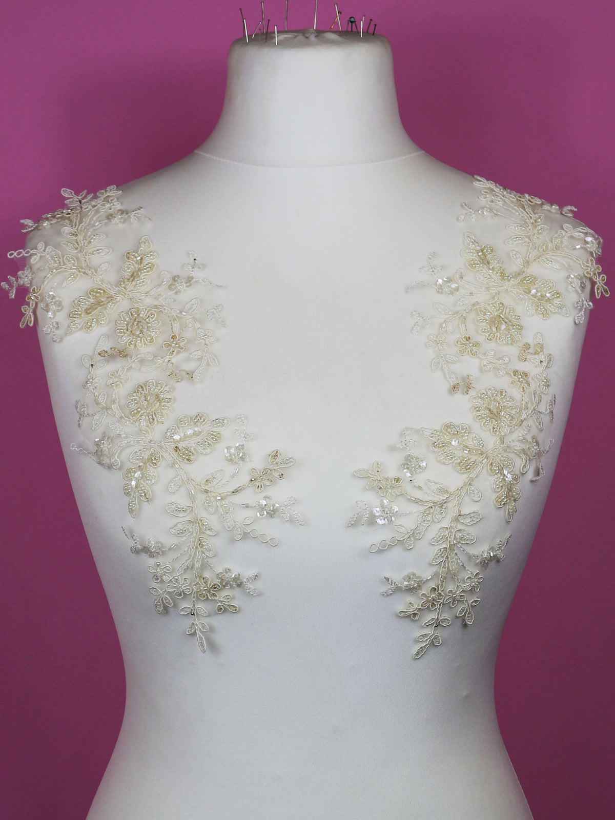 Ivory Beaded Lace Appliques - Jessica