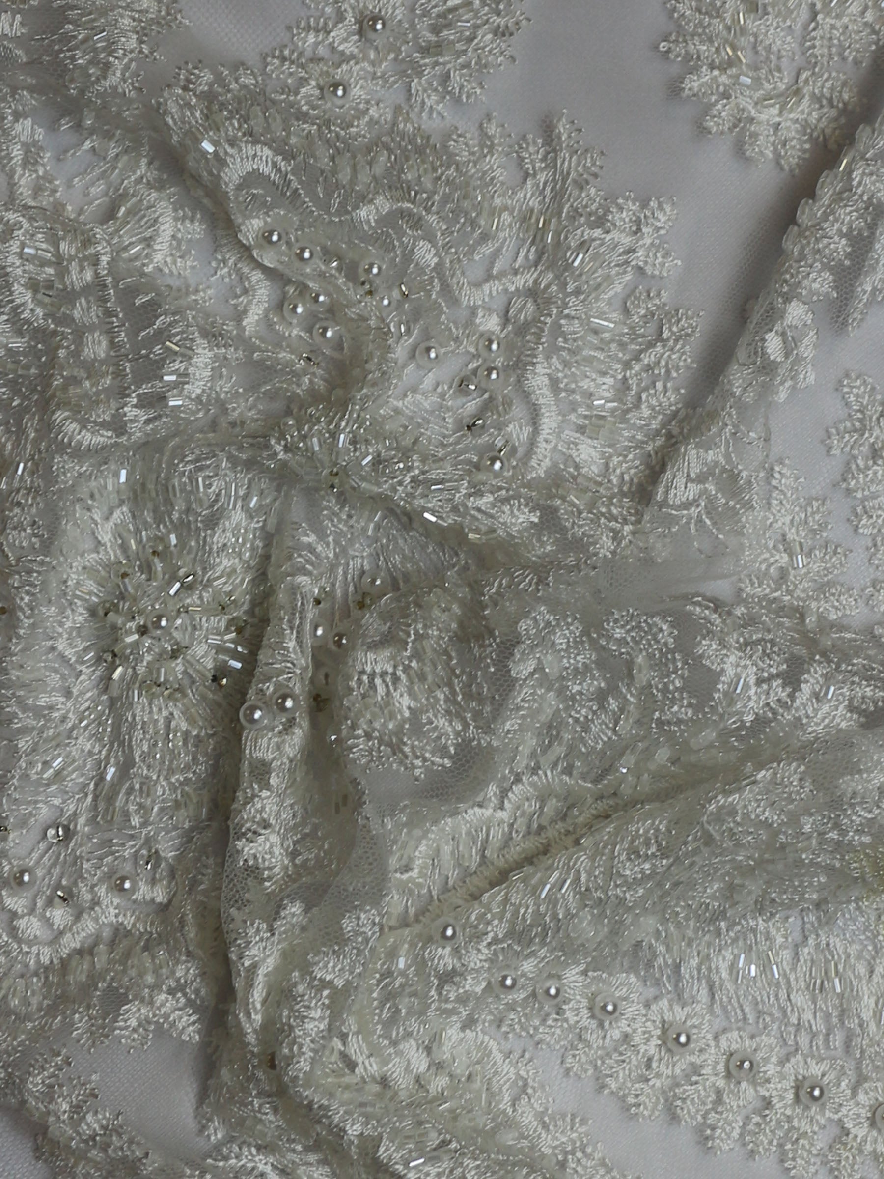 Ivory Beaded Flower Lace - Joy