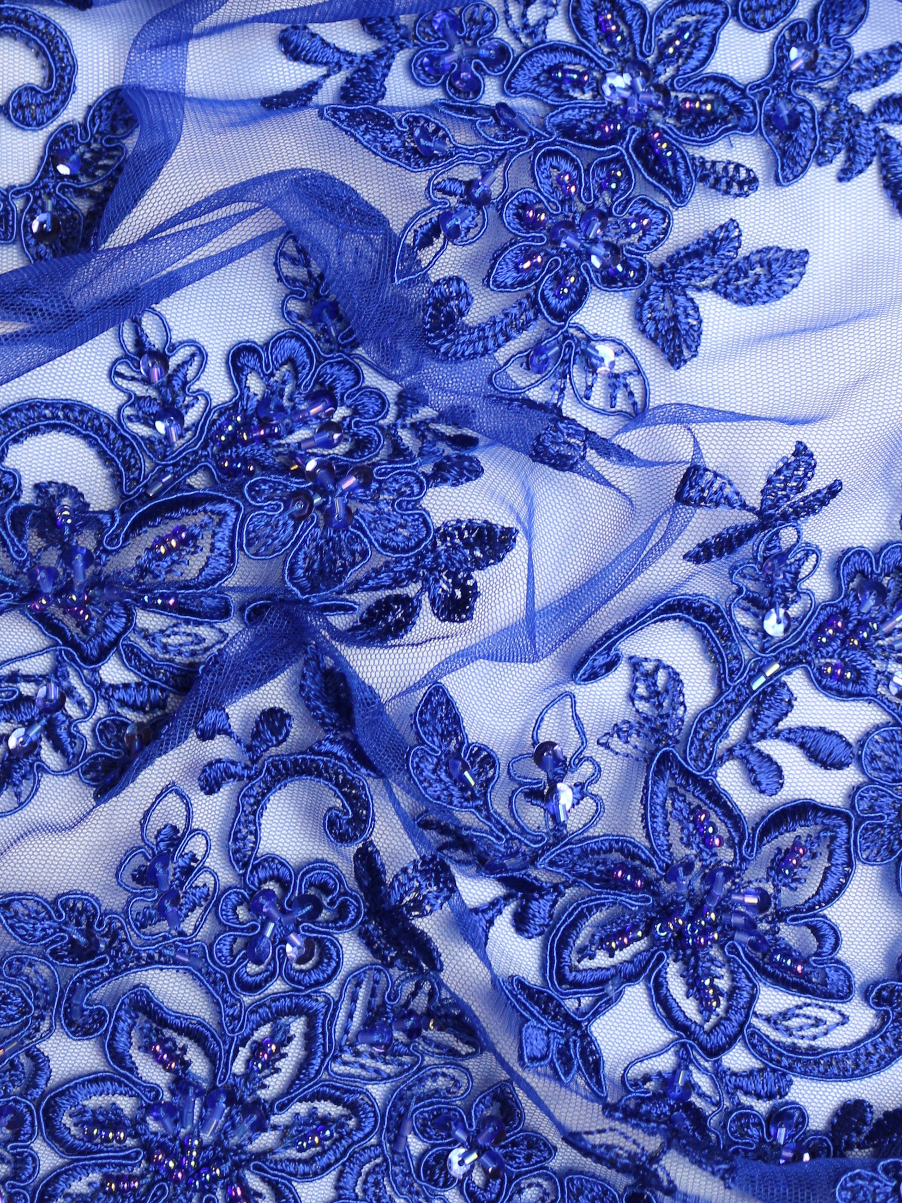 Royal Blue Beaded Lace - Kady