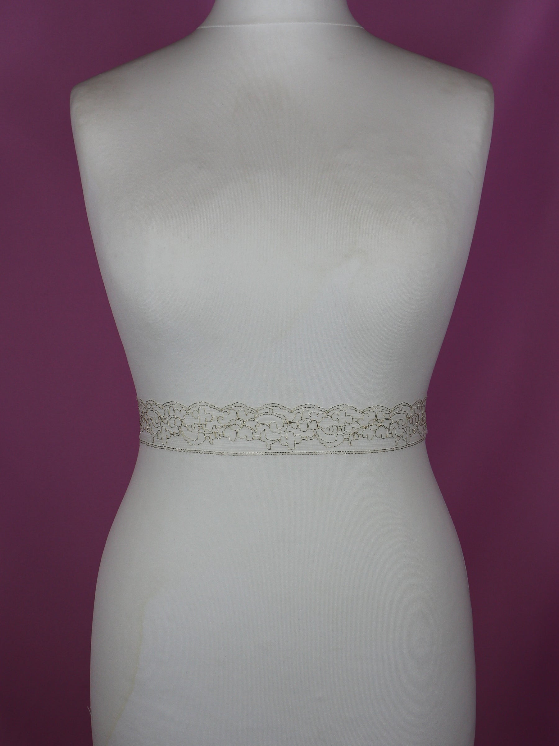 Ivory with Gold Detail Chantilly Lace Trim - Lara
