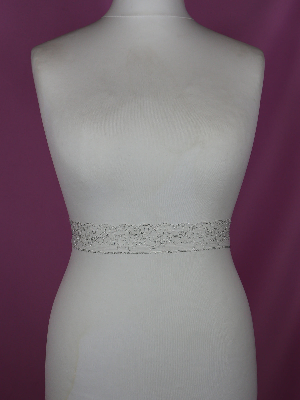 Ivory with Silver Detail Chantilly Lace Trim - Lara