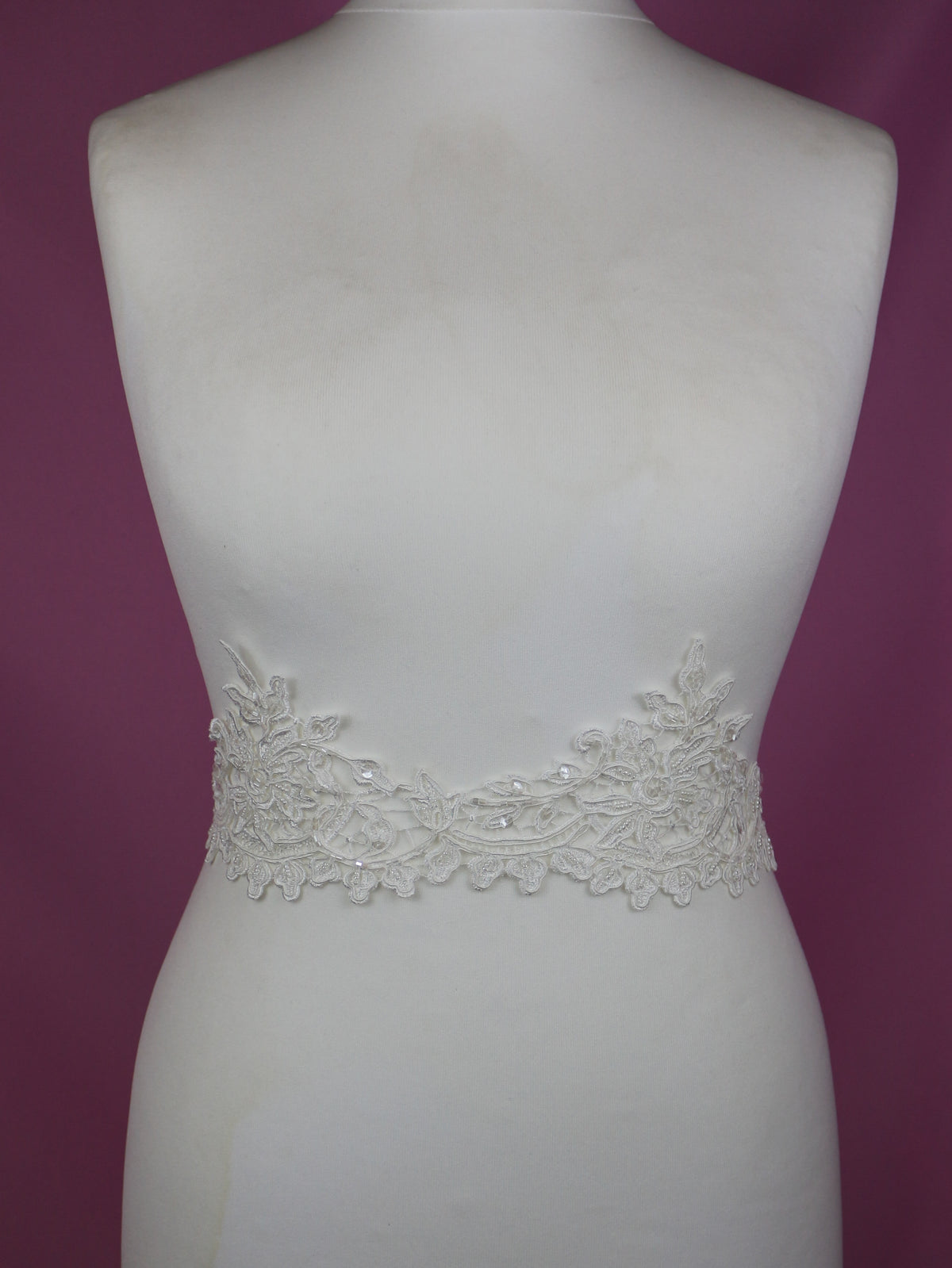 Ivory Beaded Guipure Lace Trim - Martina