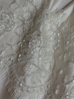 Ivory Beaded Chantilly Lace Trim - Meryl