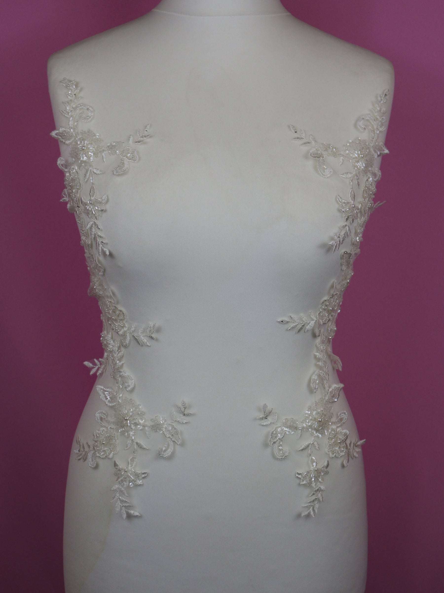 Ivory Beaded and Sequinned Lace Appliques - Nadine