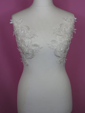 Ivory Sequinned Lace Appliques - Olga