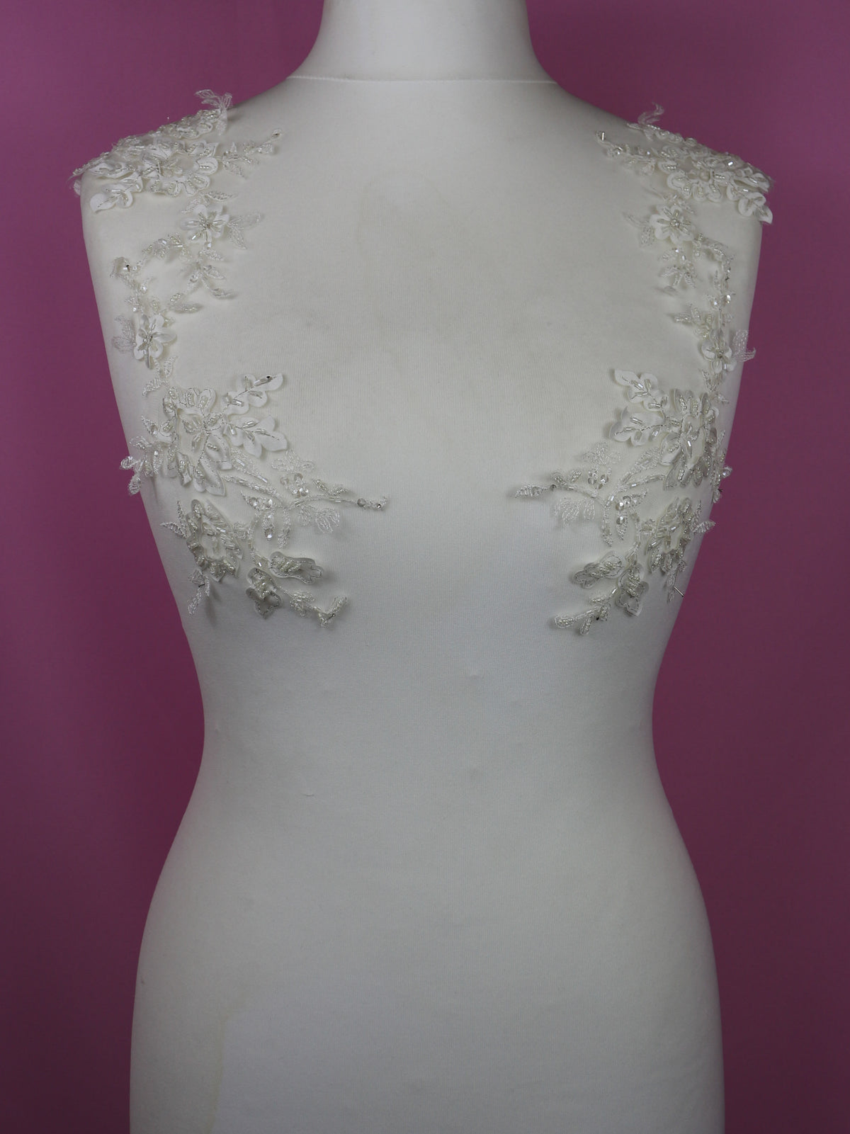 Ivory Beaded Laser Lace Appliques - Olivia