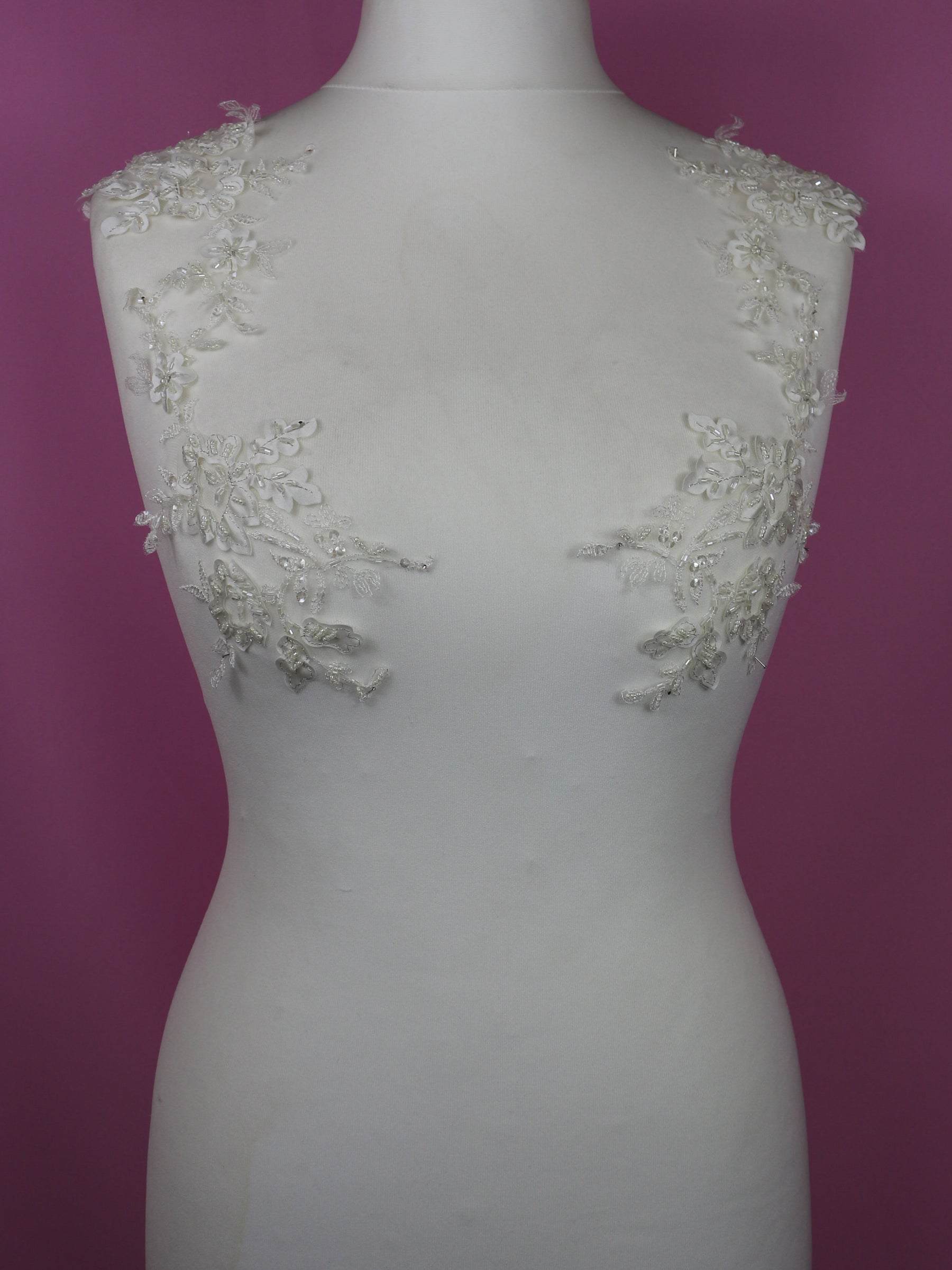 Ivory Beaded Laser Lace Appliques - Olivia