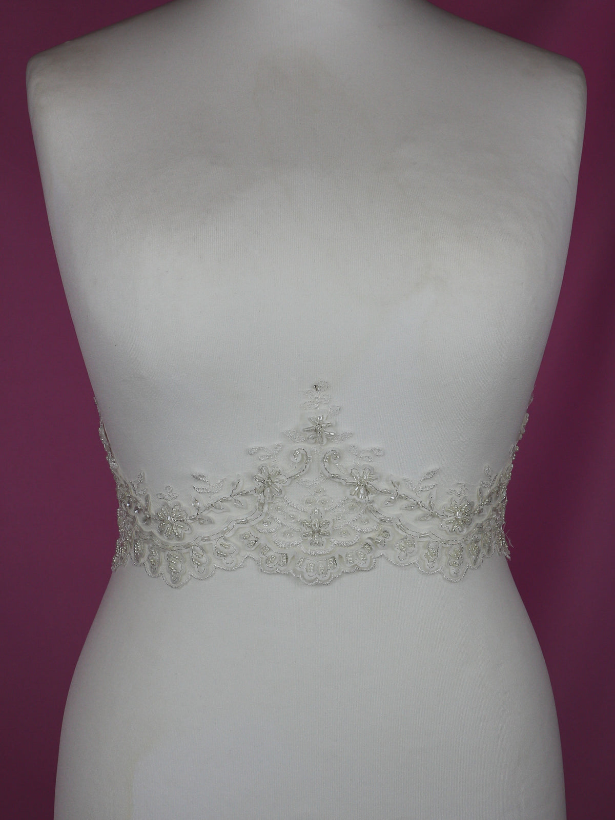 Ivory Beaded Laser Lace Trim - Olivia