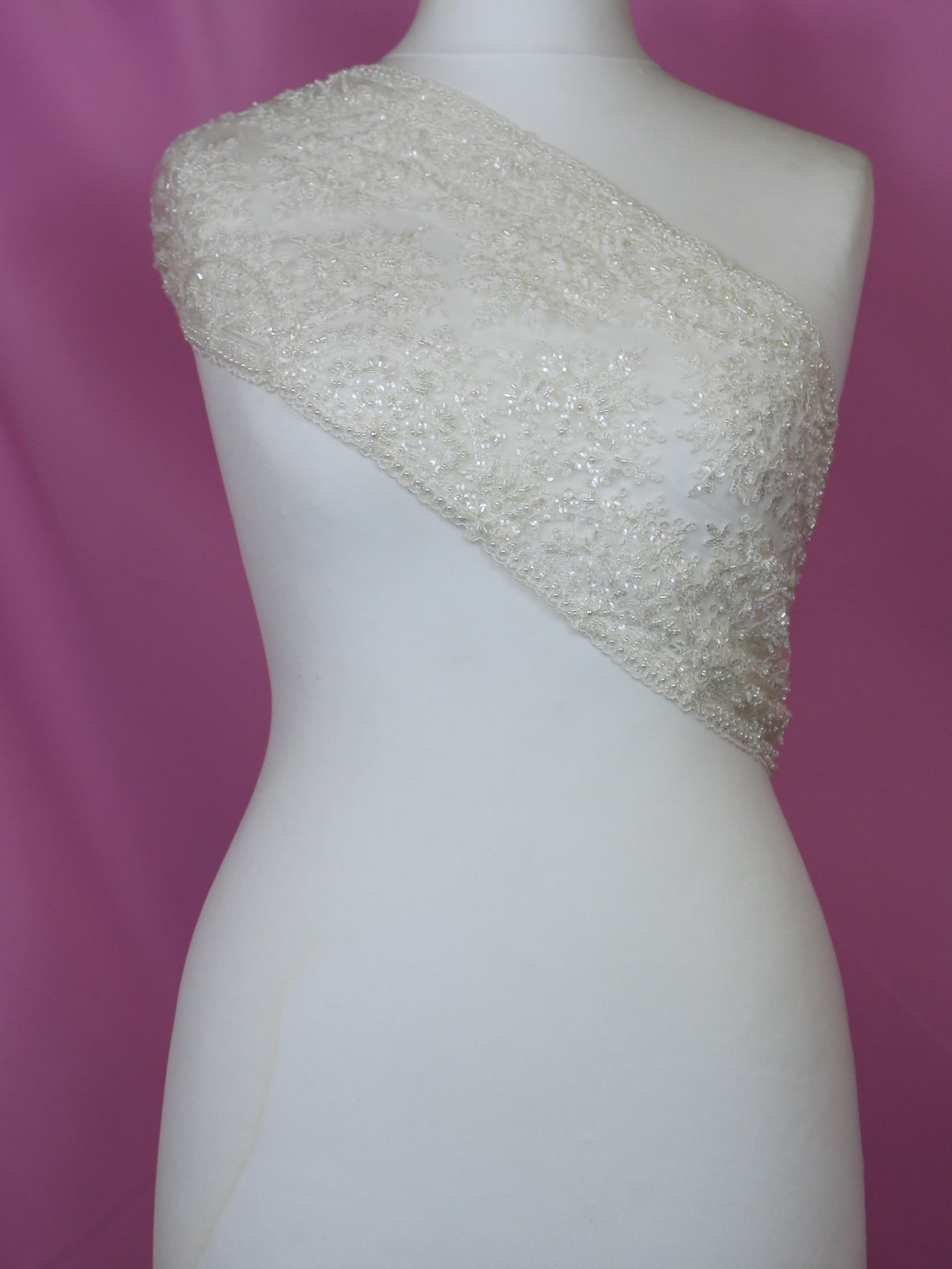 Ivory Beaded Lace Trim - Paige