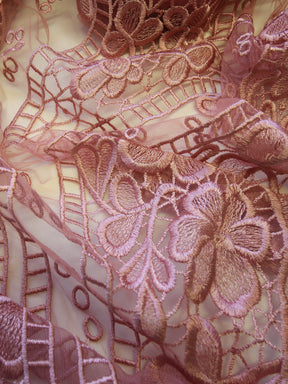 Dusky Pink Embroidered Lace - Nyla