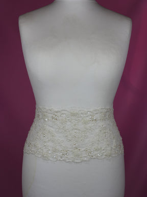 Ivory Corded and Beaded Lace Trim - Polly