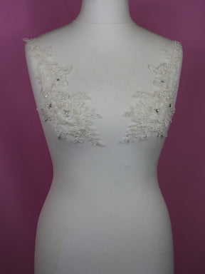 Ivory Beaded and Corded Lace Appliques - Poppy