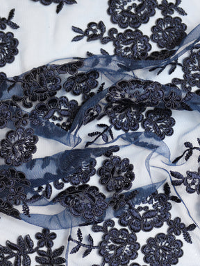 Navy Corded Lace - Riaz