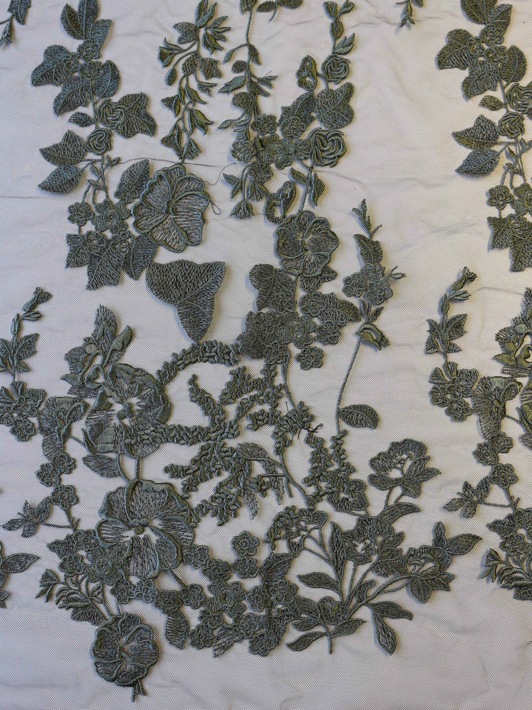 Sage Green Embroidery Lace - Garbo