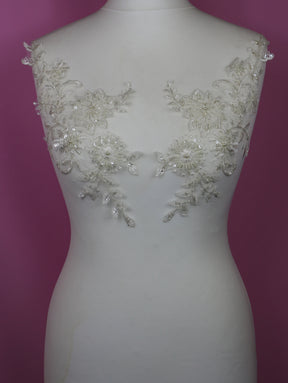 Ivory Beaded Lace Appliques - Savannah